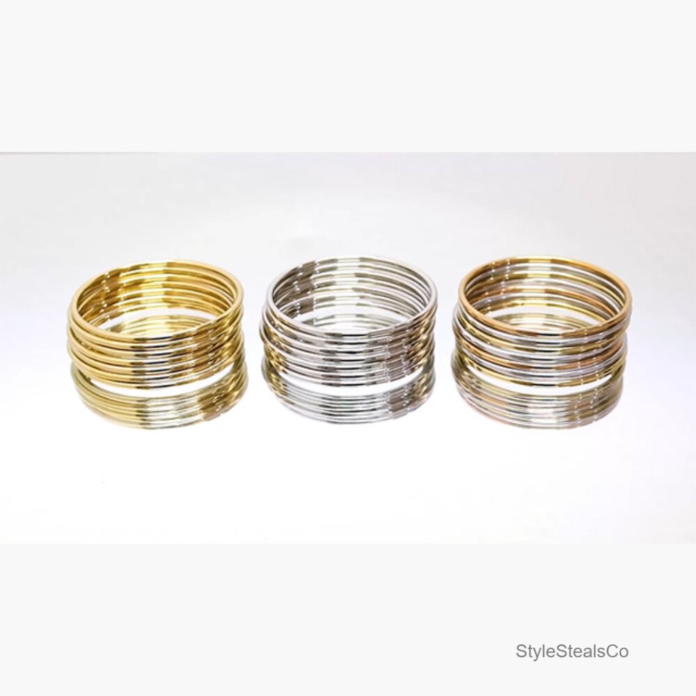 Stainless Steel Stackable Bangle Bracelet Set Of … - image 7